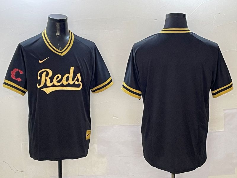Men Cincinnati Reds Blank Black Gold Game 2025 Nike MLB Jersey style 2